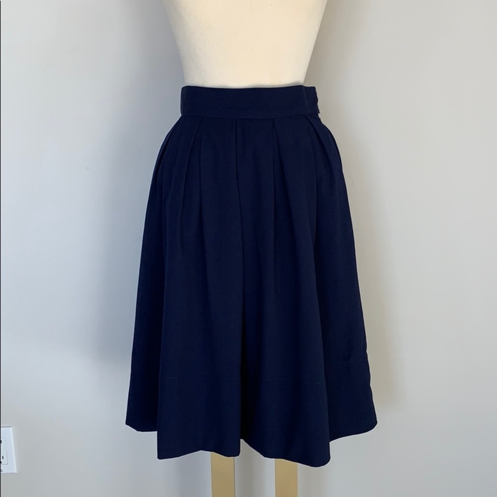 Navy Lined Skirt with Pockets